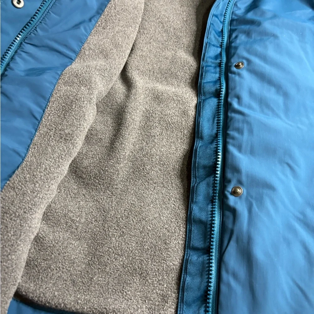 LL Bean Jacket Women XL Blue Teal Winter Fleece Lined Full Zip Mock Neck
